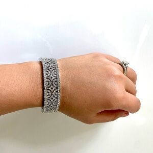 Pave faux diamond statement bracelet